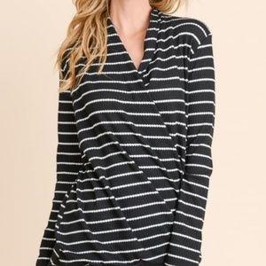Women's Long Sleeve Wrap Stripe Shirt
